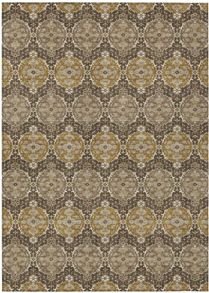 Chocolate And Brown Striped Washable Indoor Outdoor Area Rug Photo 2
