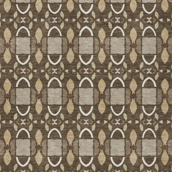 Chocolate And Brown Striped Washable Indoor Outdoor Area Rug Photo 3