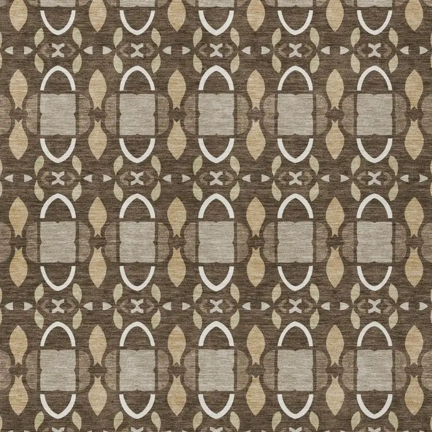 Chocolate And Brown Striped Washable Indoor Outdoor Area Rug Photo 3
