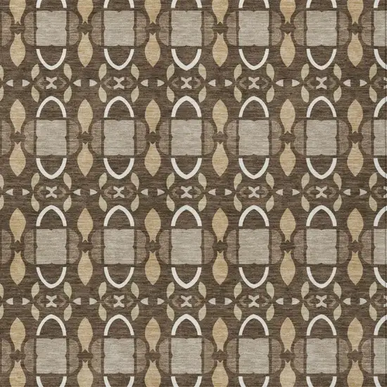 Chocolate And Brown Striped Washable Indoor Outdoor Area Rug Photo 2