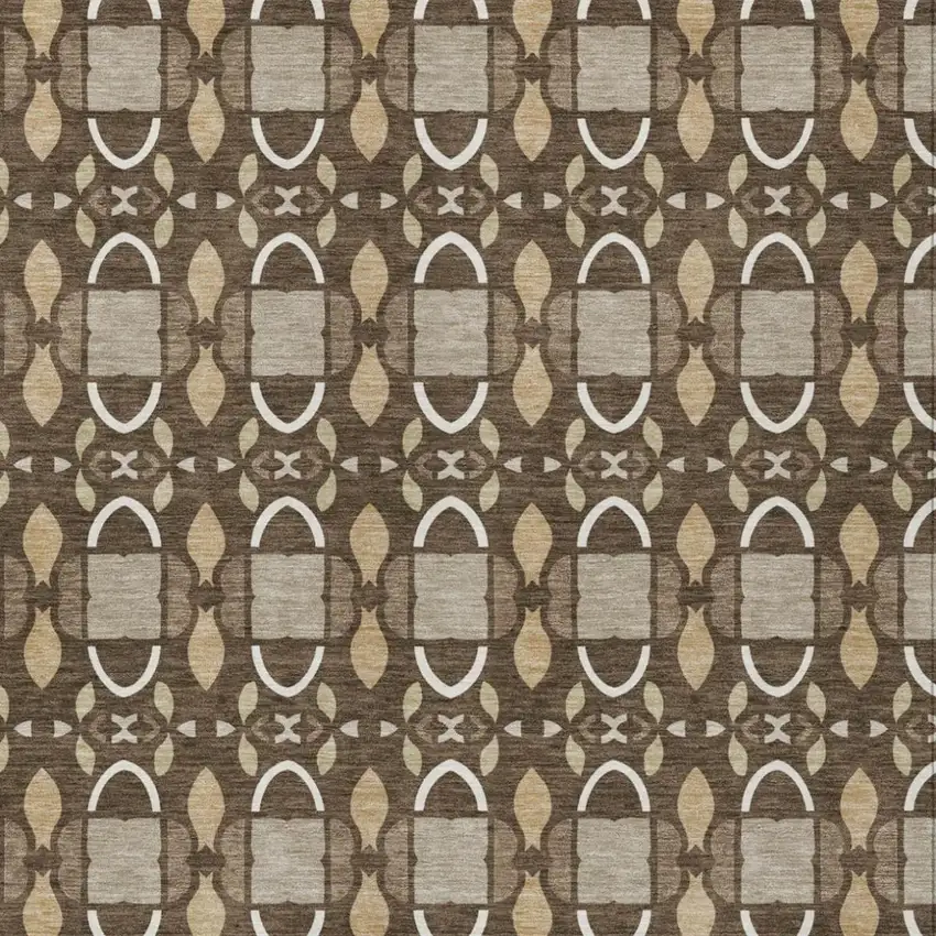 Chocolate And Brown Striped Washable Indoor Outdoor Area Rug Photo 2
