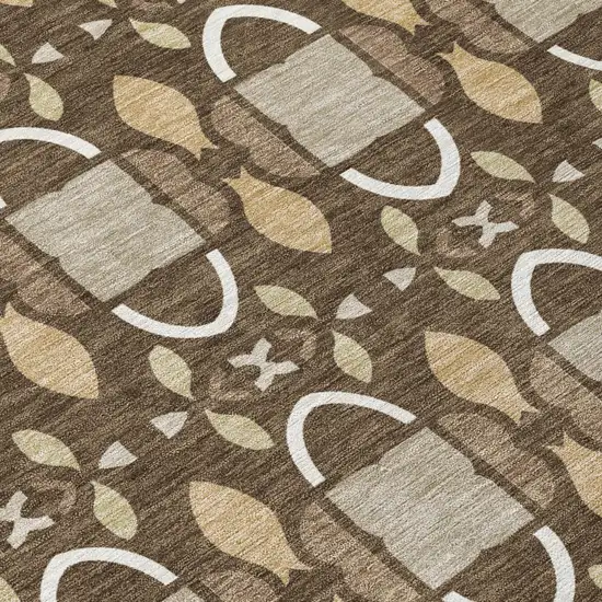 Chocolate And Brown Striped Washable Indoor Outdoor Area Rug Photo 5