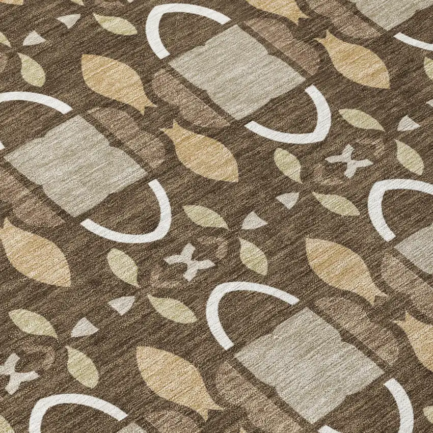 Chocolate And Brown Striped Washable Indoor Outdoor Area Rug Photo 5