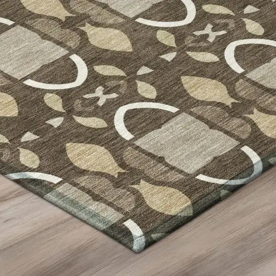 Chocolate And Brown Striped Washable Indoor Outdoor Area Rug Photo 4