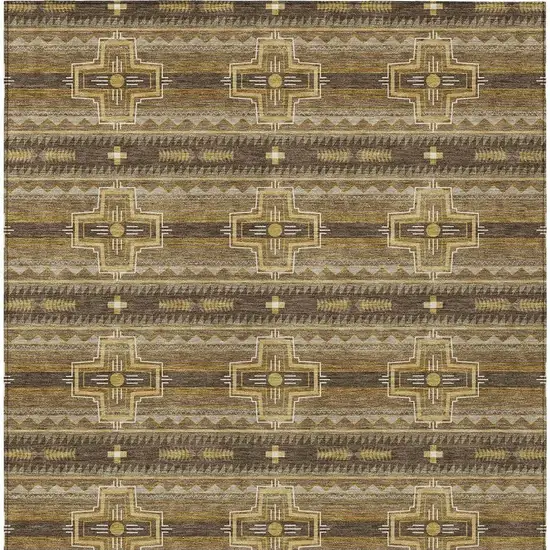 Chocolate And Brown Tribal Washable Indoor Outdoor Area Rug Photo 6