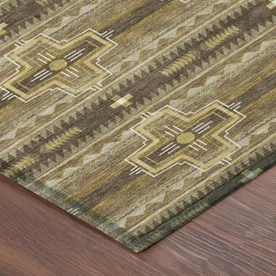 Chocolate And Brown Tribal Washable Indoor Outdoor Area Rug Photo 7