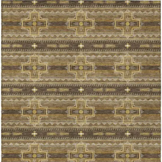 Chocolate And Brown Tribal Washable Indoor Outdoor Area Rug Photo 4