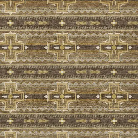 Chocolate And Brown Tribal Washable Indoor Outdoor Area Rug Photo 3