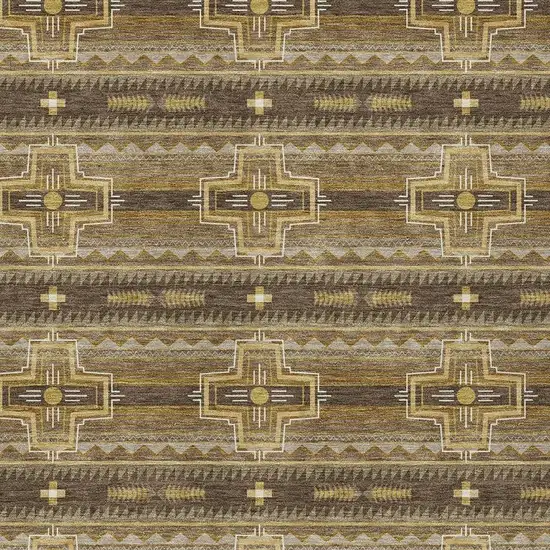 Chocolate And Brown Tribal Washable Indoor Outdoor Area Rug Photo 5