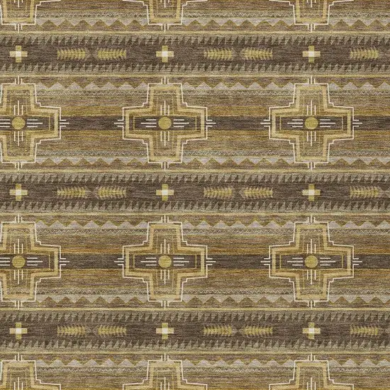 Chocolate And Brown Tribal Washable Indoor Outdoor Area Rug Photo 5