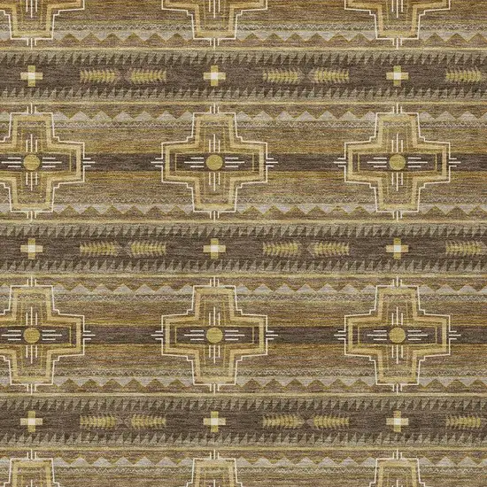 Chocolate And Brown Tribal Washable Indoor Outdoor Area Rug Photo 3