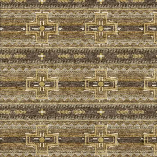 Chocolate And Brown Tribal Washable Indoor Outdoor Area Rug Photo 4