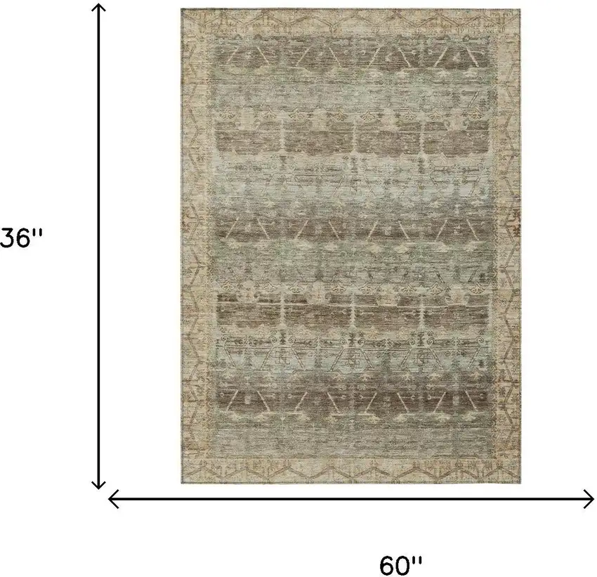 Chocolate And Brown Tribal Washable Indoor Outdoor Area Rug Photo 7