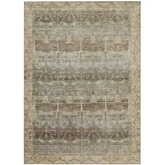 Chocolate And Brown Tribal Washable Indoor Outdoor Area Rug Photo 4