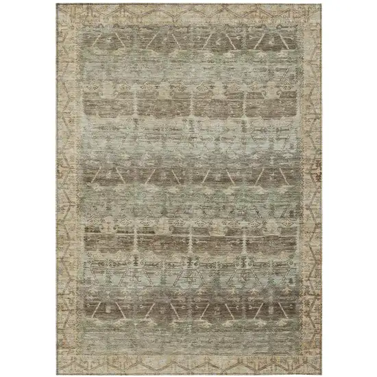 Chocolate And Brown Tribal Washable Indoor Outdoor Area Rug Photo 2
