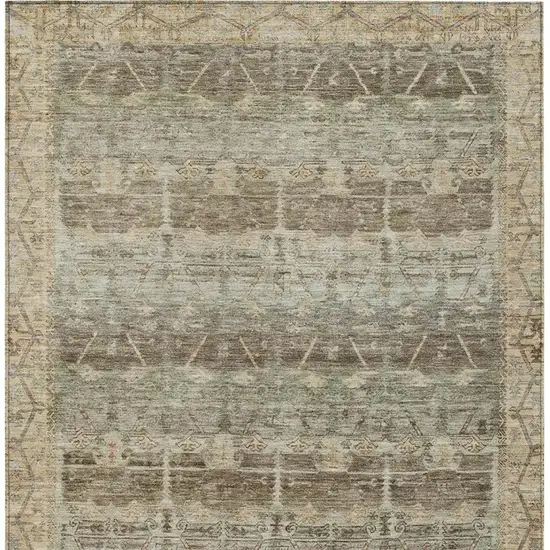 Chocolate And Brown Tribal Washable Indoor Outdoor Area Rug Photo 4