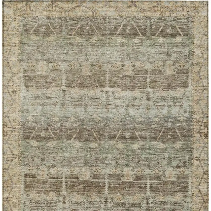 Chocolate And Brown Tribal Washable Indoor Outdoor Area Rug Photo 4