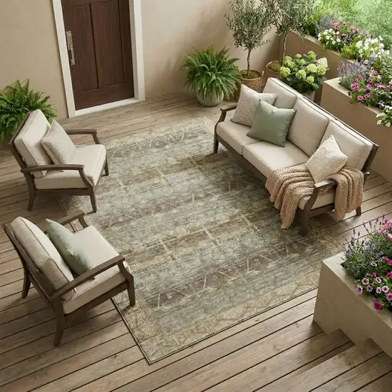 Chocolate And Brown Tribal Washable Indoor Outdoor Area Rug Photo 1