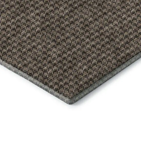 Chocolate And Coffee Houndstooth Washable Area Rug With UV Protection Photo 7