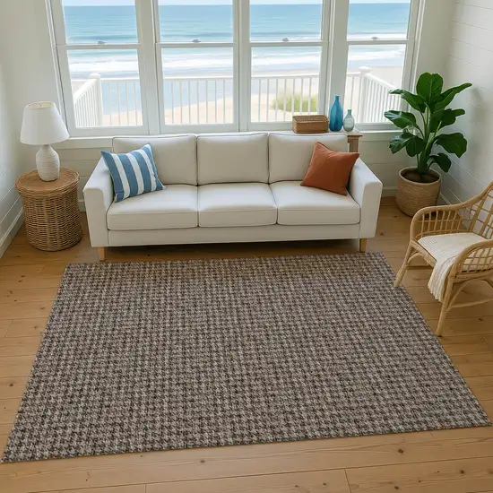 Chocolate And Coffee Houndstooth Washable Area Rug With UV Protection Photo 5