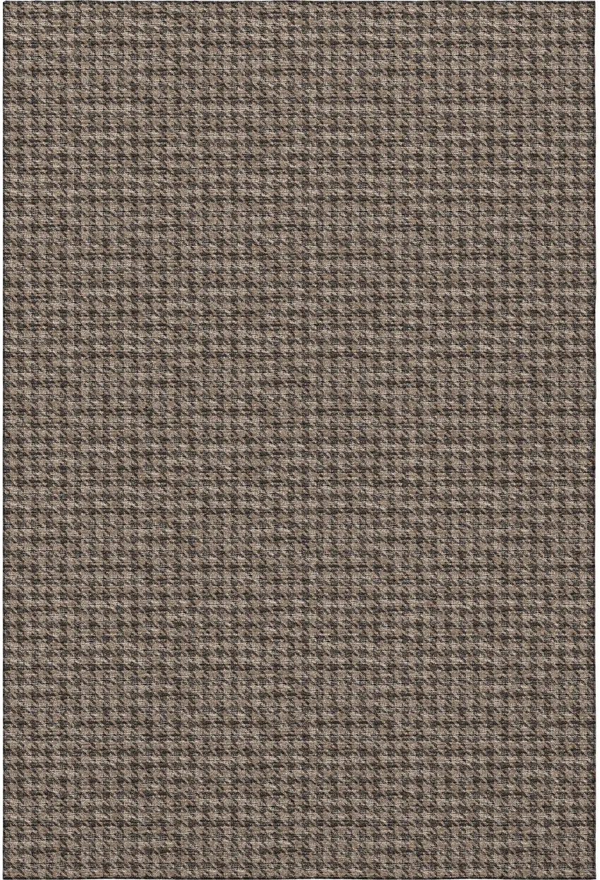 Chocolate And Coffee Houndstooth Washable Area Rug With UV Protection Photo 6