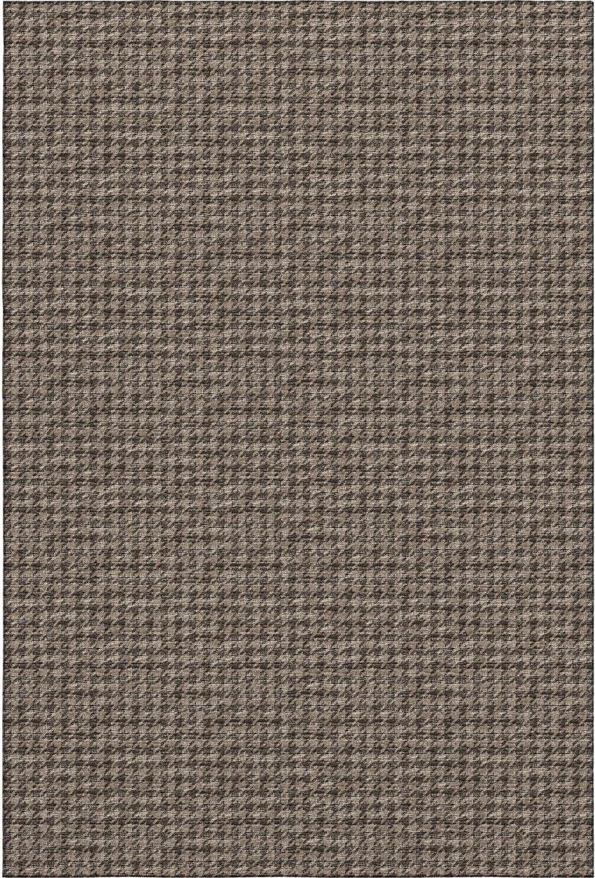 Chocolate And Coffee Houndstooth Washable Area Rug With UV Protection Photo 2