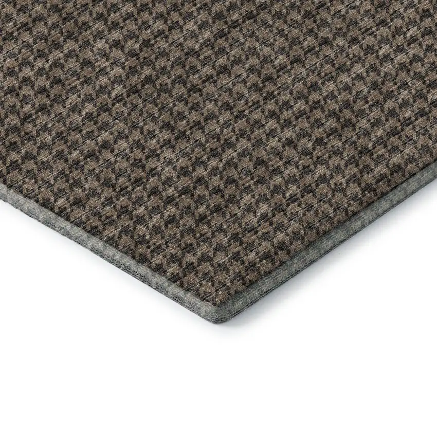 Chocolate And Coffee Houndstooth Washable Area Rug With UV Protection Photo 8