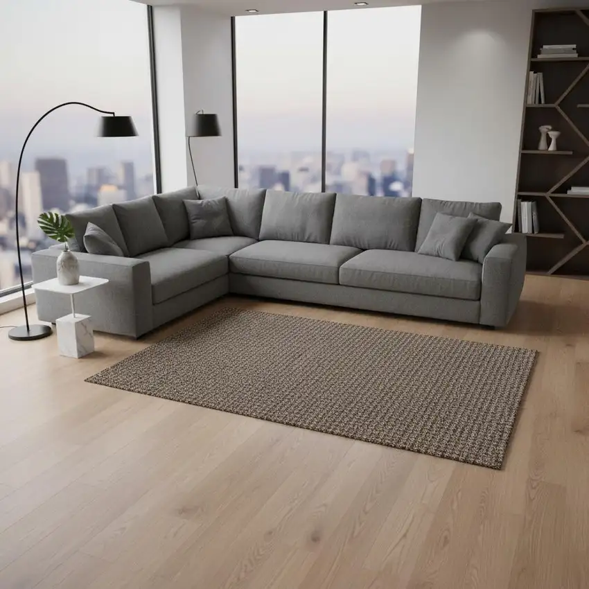 Chocolate And Coffee Houndstooth Washable Area Rug With UV Protection Photo 1