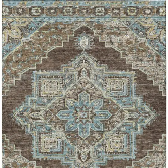 Chocolate And Coffee Oriental Washable Indoor Outdoor Area Rug Photo 4