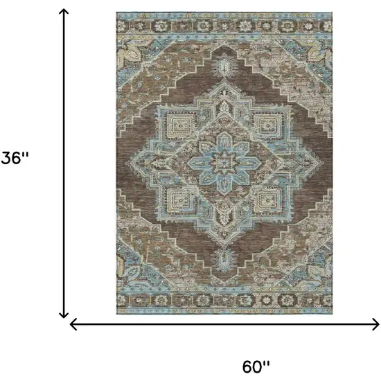 Chocolate And Coffee Oriental Washable Indoor Outdoor Area Rug Photo 7