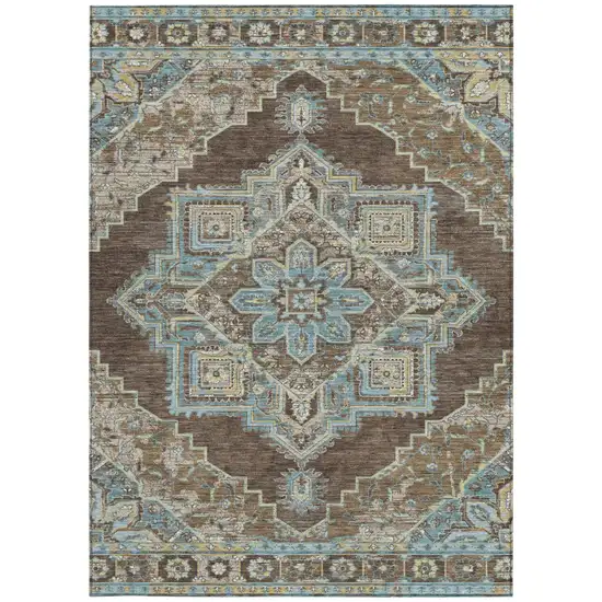 Chocolate And Coffee Oriental Washable Indoor Outdoor Area Rug Photo 4