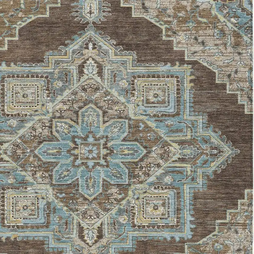 Chocolate And Coffee Oriental Washable Indoor Outdoor Area Rug Photo 3