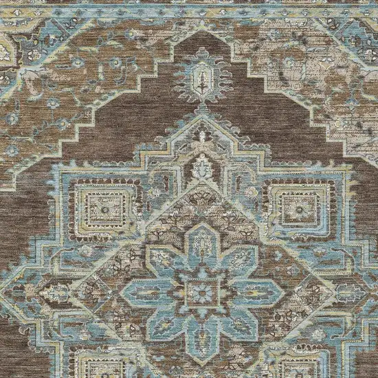 Chocolate And Coffee Oriental Washable Indoor Outdoor Area Rug Photo 3