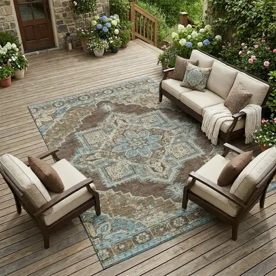 Chocolate And Coffee Oriental Washable Indoor Outdoor Area Rug Photo 1
