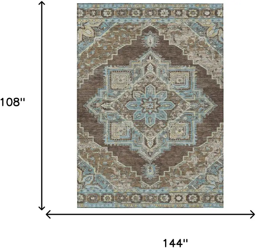 Chocolate And Coffee Oriental Washable Indoor Outdoor Area Rug Photo 7