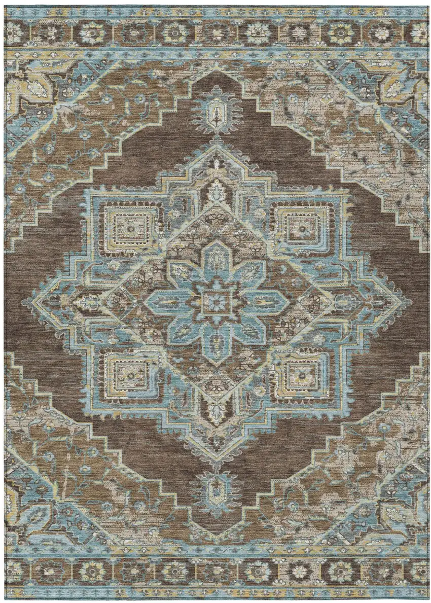 Chocolate And Coffee Oriental Washable Indoor Outdoor Area Rug Photo 2