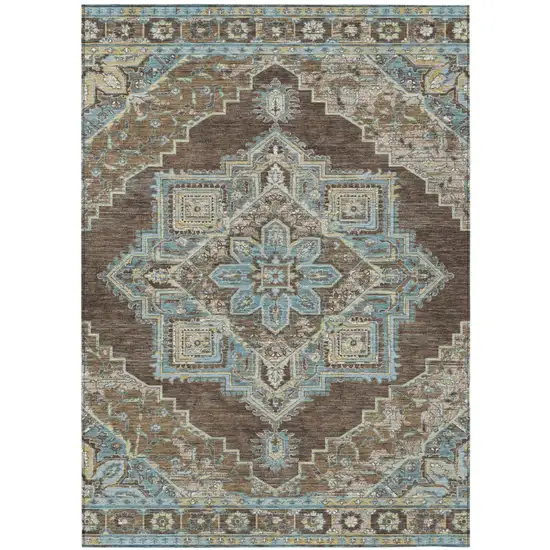 Chocolate And Coffee Oriental Washable Indoor Outdoor Area Rug Photo 2