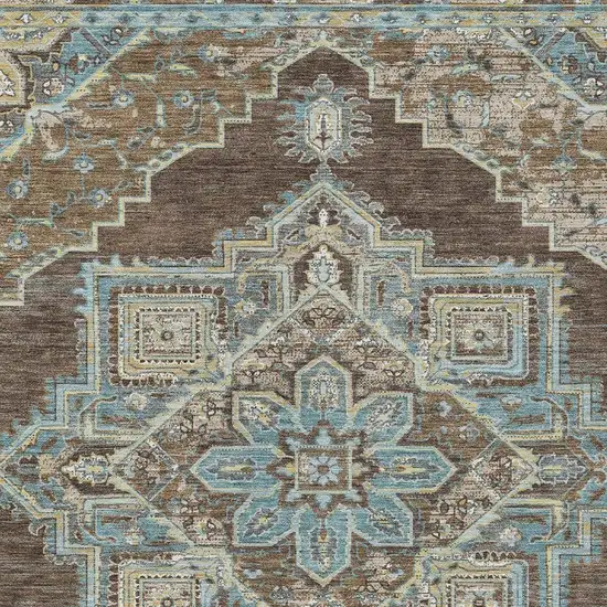 Chocolate And Coffee Oriental Washable Indoor Outdoor Area Rug Photo 3
