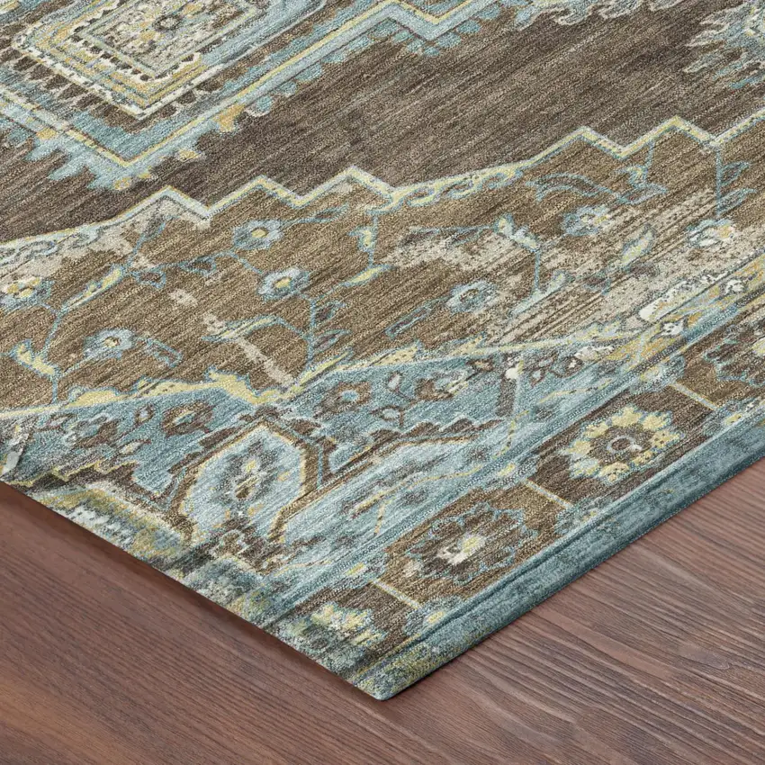 Chocolate And Coffee Oriental Washable Indoor Outdoor Area Rug Photo 5