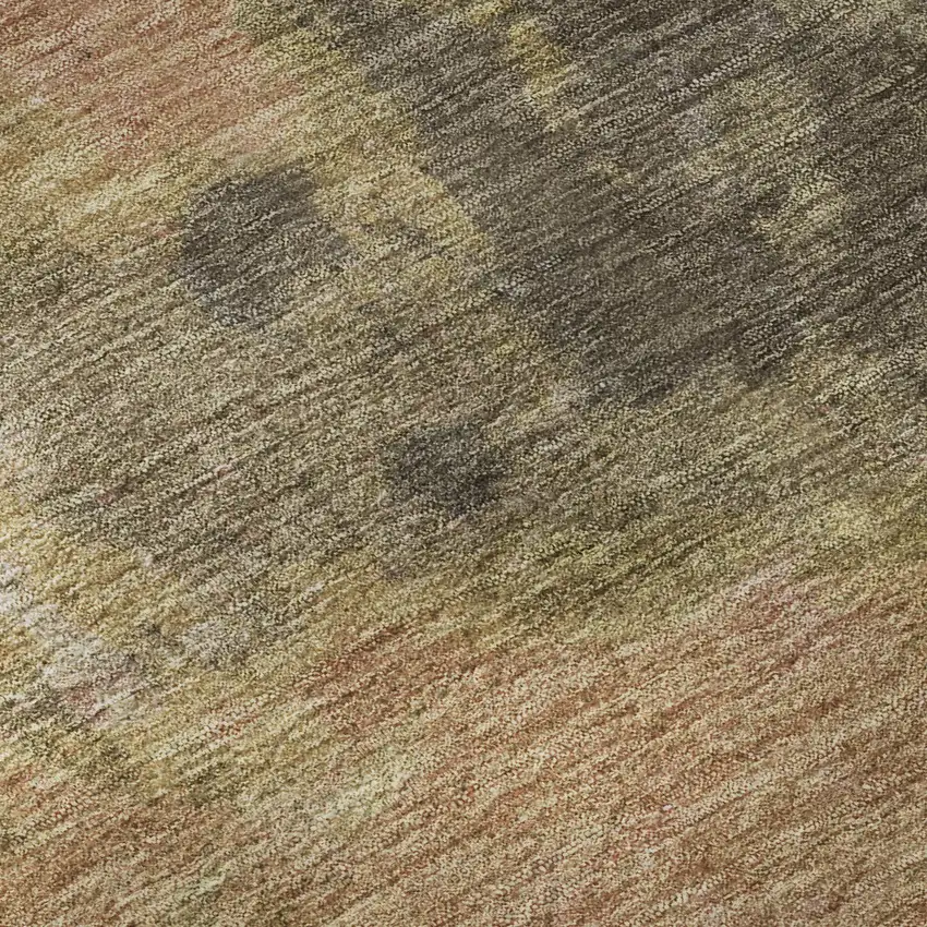 Chocolate And Copper Abstract Washable Area Rug With UV Protection Photo 1