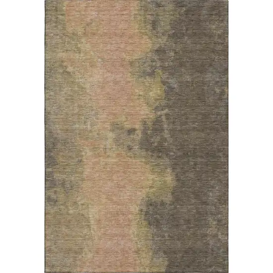 Chocolate And Copper Abstract Washable Area Rug With UV Protection Photo 5