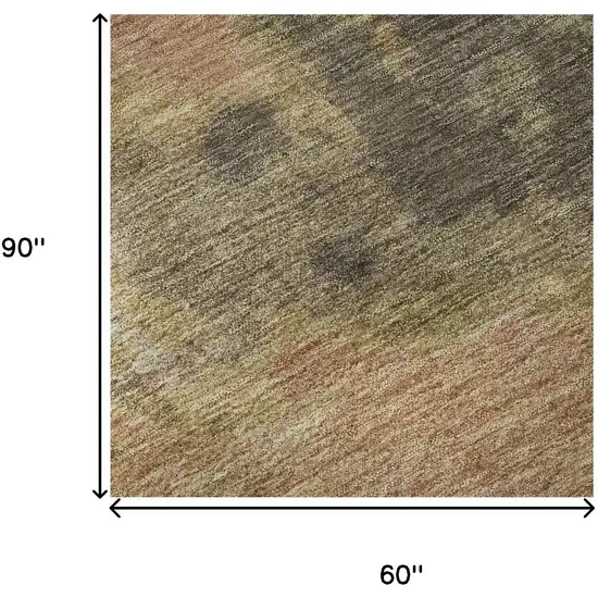 Chocolate And Copper Abstract Washable Area Rug With UV Protection Photo 9