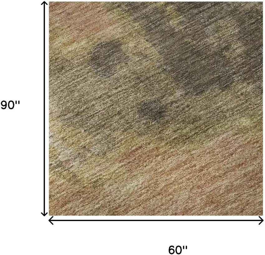 Chocolate And Copper Abstract Washable Area Rug With UV Protection Photo 9