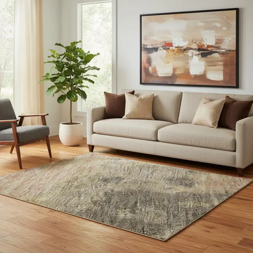 Chocolate And Copper Abstract Washable Area Rug With UV Protection Photo 2