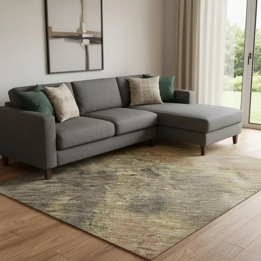 Chocolate And Copper Abstract Washable Area Rug With UV Protection Photo 2