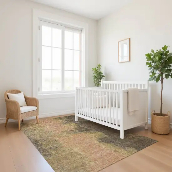 Chocolate And Copper Abstract Washable Area Rug With UV Protection Photo 4