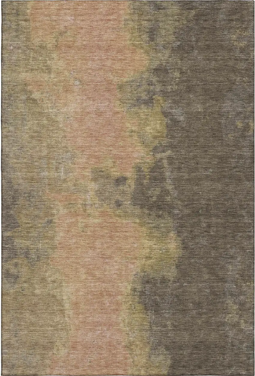 Chocolate And Copper Abstract Washable Area Rug With UV Protection Photo 5