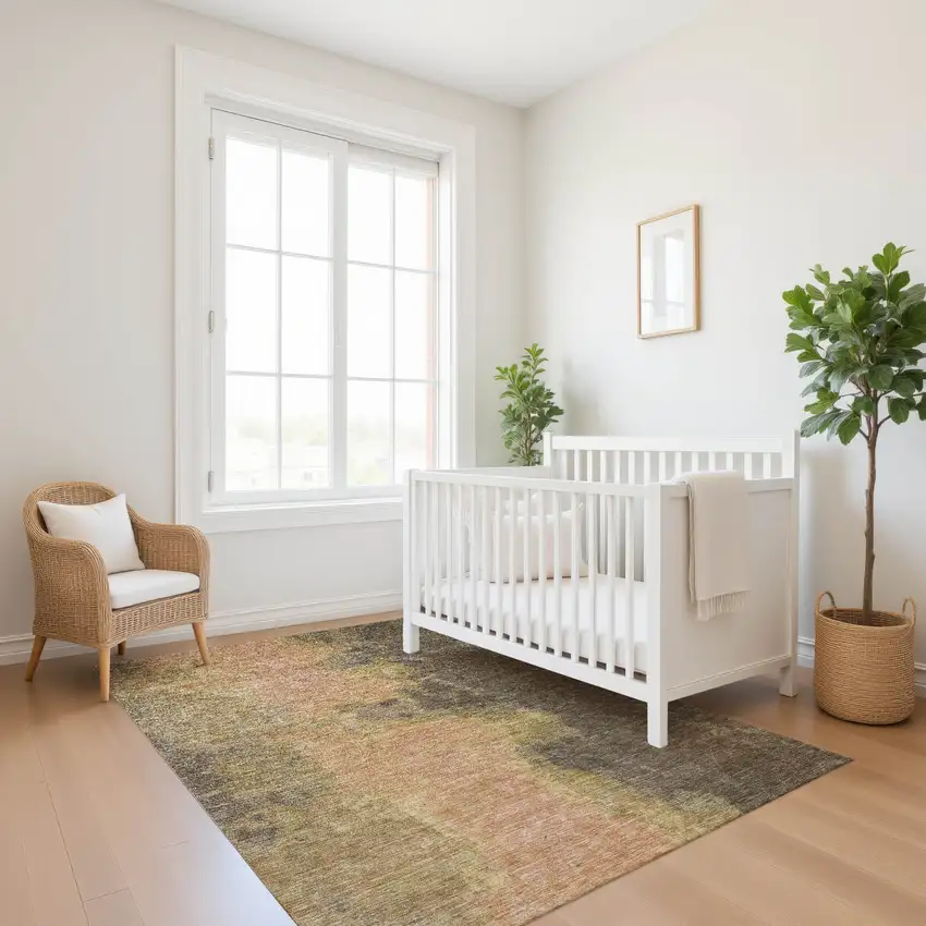 Chocolate And Copper Abstract Washable Area Rug With UV Protection Photo 4