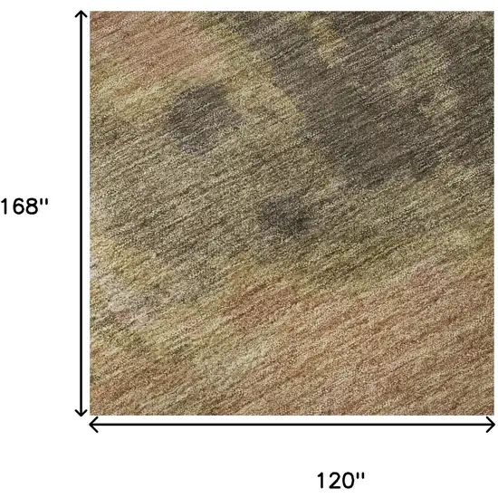 Chocolate And Copper Abstract Washable Area Rug With UV Protection Photo 9