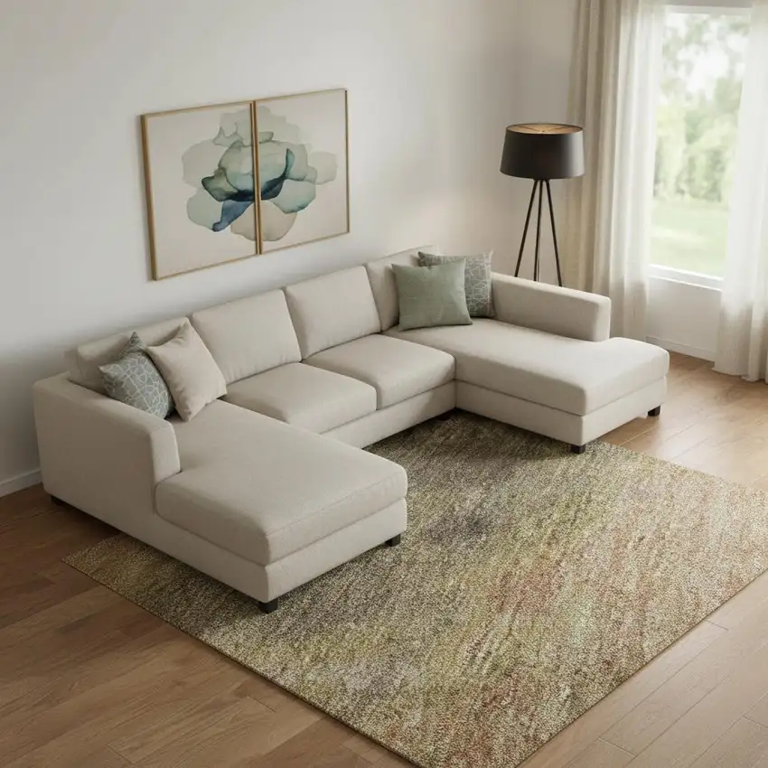 Chocolate And Copper Abstract Washable Area Rug With UV Protection Photo 2